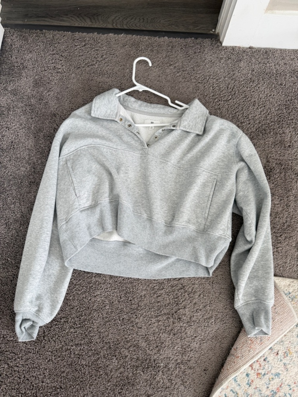 bp Light Gray Cropped Collared Pullover